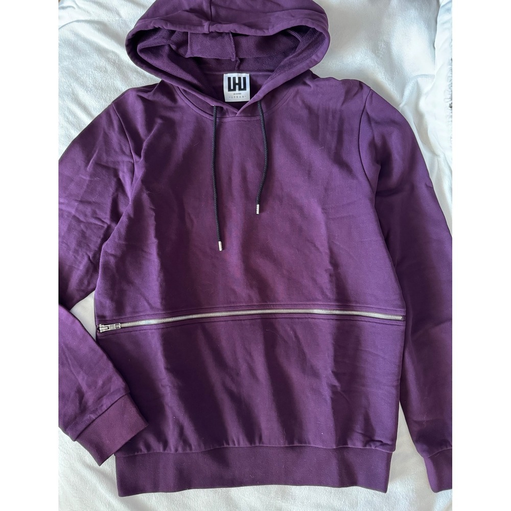 LES HOMMES URBAN Mens Purple Full Zip Hoodie Sweatshirt Long Sleeve Casual